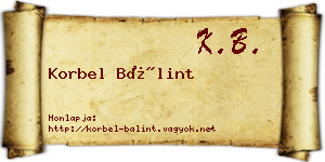 Korbel Bálint névjegykártya